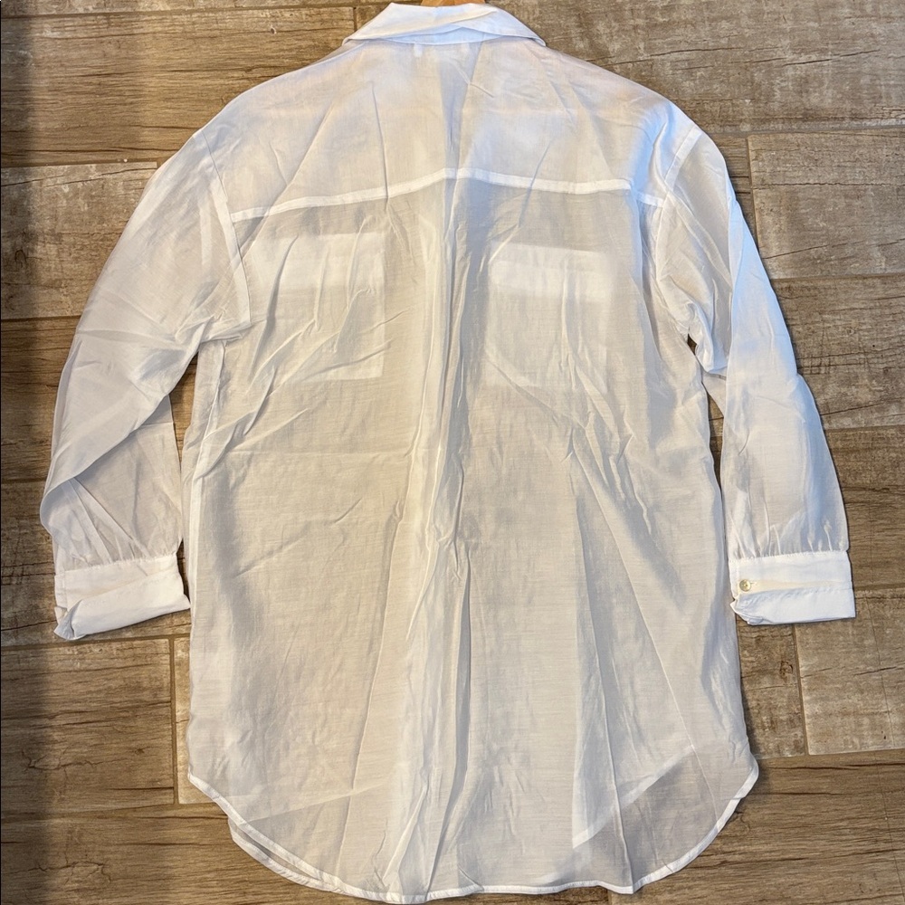 House of Harlow 1960 Sheer White Rayon Buttondown Blouse - Picture 4 of 4